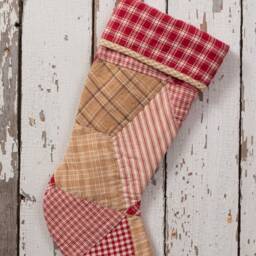 Vintage Quilt Christmas Stocking Farmhouse Star Patchwork - thumbnail 3