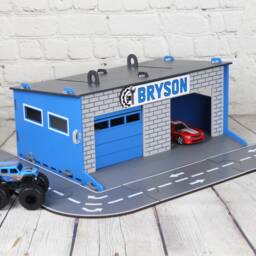 Wooden Toy Garage For Cars, Personalized Car Garage, Storage Kids - thumbnail 2