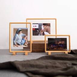 Beech Wood, Black Walnut Double-Sided Transparent Photo Frame, Creative Display, Calligraphy Work Free Printing Photos - thumbnail 4