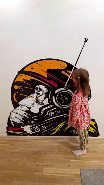 Astronaut Space Monkey Wall Vinyl Sticker - Funny Cosmonaut Chimpanzee Astro Thinking Chimp Print Decal The Thinker Mural Decor - image 1
