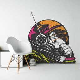 Astronaut Space Monkey Wall Vinyl Sticker - Funny Cosmonaut Chimpanzee Astro Thinking Chimp Print Decal The Thinker Mural Decor - thumbnail 4