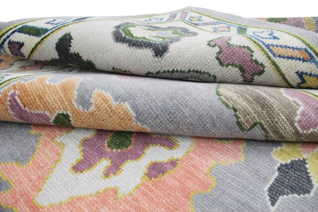 Grey Hand-Knotted Wool Rug, Colorful Turkish Handmade Rug For Nursery Or Bedroom Endless Summer Large Area - image 1