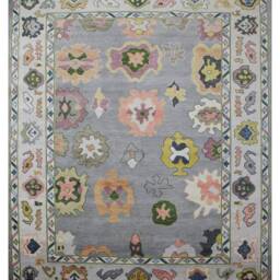 Grey Hand-Knotted Wool Rug, Colorful Turkish Handmade Rug For Nursery Or Bedroom Endless Summer Large Area - thumbnail 4