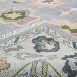 Grey Hand-Knotted Wool Rug, Colorful Turkish Handmade Rug For Nursery Or Bedroom Endless Summer Large Area - thumbnail 3