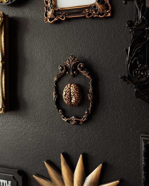 Ornate Brain Wall Plaque/Macabre Gothic Decor Handmade Anatomy Art Dark Academia Gallery Filler Unique Oddity Gift - image 1