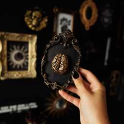 Ornate Brain Wall Plaque/Macabre Gothic Decor Handmade Anatomy Art Dark Academia Gallery Filler Unique Oddity Gift - thumbnail 3