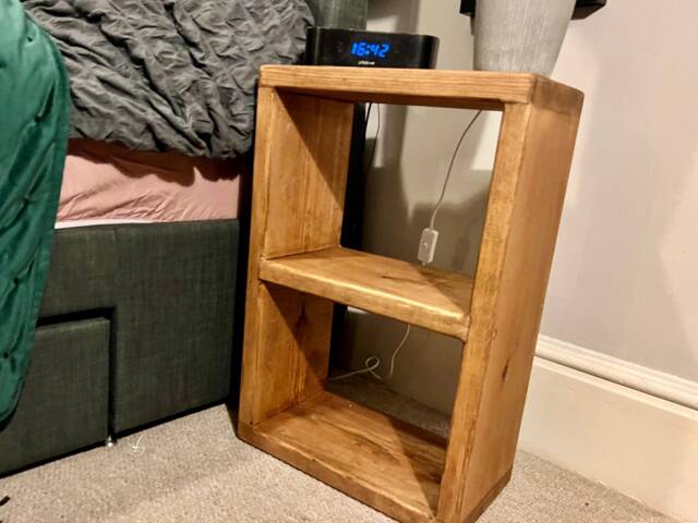 Wooden Box Bedside Table - Locally Sourced Timber Shelving Unit - image 1