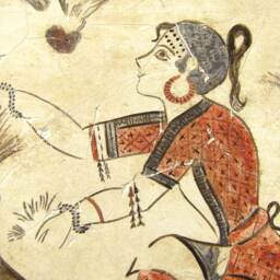 Minoan Saffron Gatherers Fresco Painting From Akrotiri Santorini , Museum Copy For Gift Her - thumbnail 2
