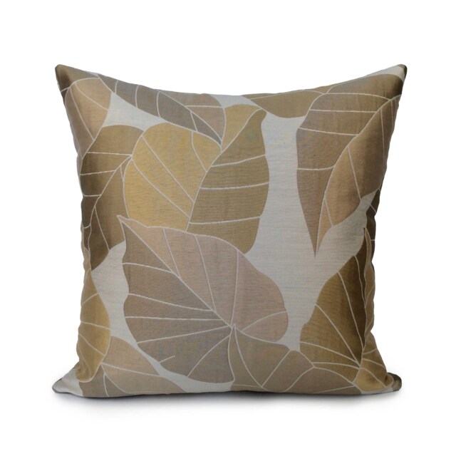 Light Tan, Gold, Ivory Pillow, Decorative Throw Pillow Cover, Cushion Pillowcase, Accent Satin Blend, Floral Pillowcase - image 1