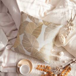 Light Tan, Gold, Ivory Pillow, Decorative Throw Pillow Cover, Cushion Pillowcase, Accent Satin Blend, Floral Pillowcase - thumbnail 2