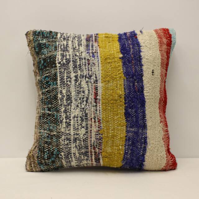 Vintage Kilim Pillow Cover Bohemian Sofa Cushion, 18x18 Inches - image 1