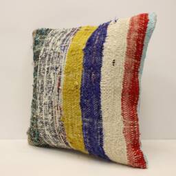 Vintage Kilim Pillow Cover Bohemian Sofa Cushion, 18x18 Inches - thumbnail 3
