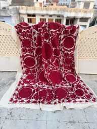 Hand-stitched Cotton Suzani Quilt - Traditional Ethnic Textile, Vibrant Boho Throw, Reversible Bedding - thumbnail 1