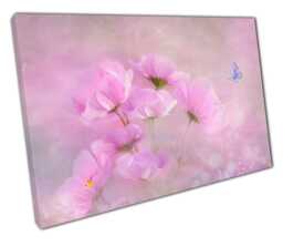 Elegant Pink Floral Canvas Art Ready-To-Hang Decor For Home, Office, Bedroom & Girl's Room - thumbnail 1