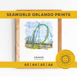 Kraken, Seaworld Orlando Theme Park Print A3-A4-A5-A6 - thumbnail 2