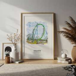 Kraken, Seaworld Orlando Theme Park Print A3-A4-A5-A6 - thumbnail 1