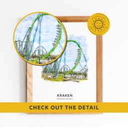 Kraken, Seaworld Orlando Theme Park Print A3-A4-A5-A6 - thumbnail 3