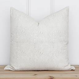Neutral Hand Block Pillow Cover - Indian Geometric Printed Custom 20 X 16 26 -- Jenny - thumbnail 1