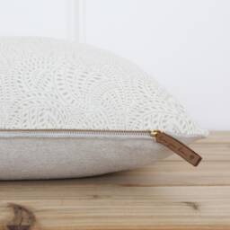 Neutral Hand Block Pillow Cover - Indian Geometric Printed Custom 20 X 16 26 -- Jenny - thumbnail 2