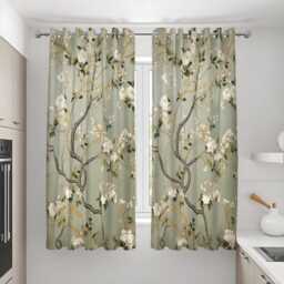 Magnolia Tree Curtains, Chinoiserie Floral Drapes, Green Botanical Print Window Panels, Made To Measure Curtains - thumbnail 3