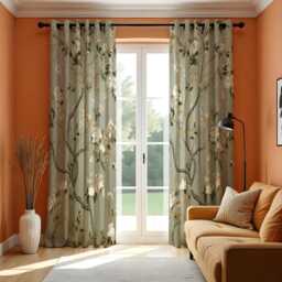 Magnolia Tree Curtains, Chinoiserie Floral Drapes, Green Botanical Print Window Panels, Made To Measure Curtains - thumbnail 1