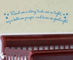Read Me A Story Tuck in Tight Bedtime Prayer Kiss Goodnight Kids Baby Son Daughter Star Nursery Wall Quote Sticker Art Vinyl Decal A50 - thumbnail 1