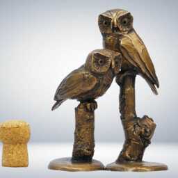 Bronze Owl Sculpture Handmade Collectible Art, 8Th Anniversary Gift - thumbnail 4