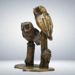 Bronze Owl Sculpture Handmade Collectible Art, 8Th Anniversary Gift - thumbnail 3