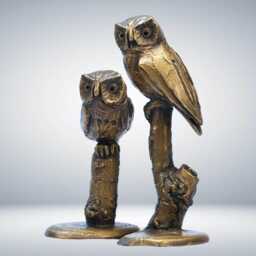 Bronze Owl Sculpture Handmade Collectible Art, 8Th Anniversary Gift - thumbnail 2