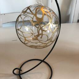 Hand Painted Candle Holder, With Gold Metallic Stand. Wedding Gift, Anniversary Wedding Table Decorations. Christmas Gift - thumbnail 3