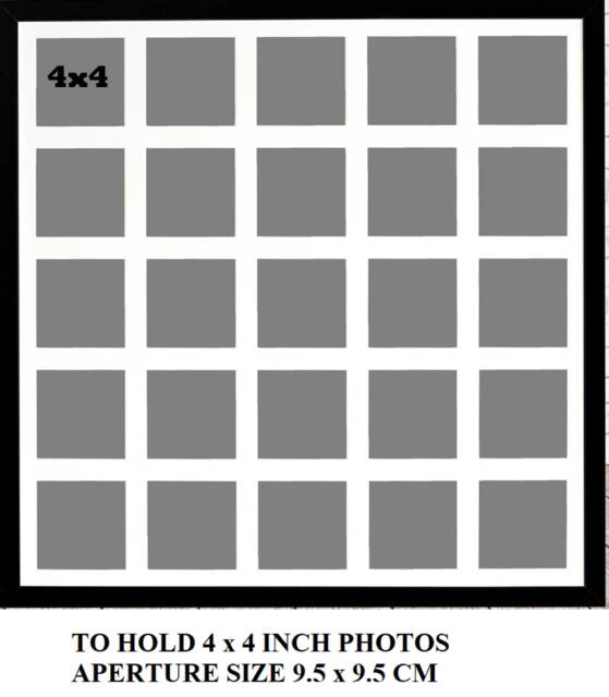 Multi Photo Picture Frame 25 Square 4x4 Photos, Black Veneer - image 1