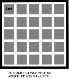 Multi Photo Picture Frame 25 Square 4x4 Photos, Black Veneer - thumbnail 1