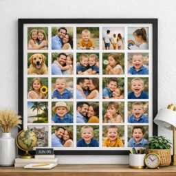 Multi Photo Picture Frame 25 Square 4x4 Photos, Black Veneer - thumbnail 1