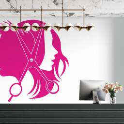Hair Salon Wall Decal Stylist Scissors, Barber Shop Decor 053Re - thumbnail 3