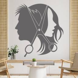 Hair Salon Wall Decal Stylist Scissors, Barber Shop Decor 053Re - thumbnail 2
