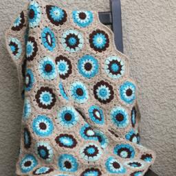 Knit Baby Blanket, Crochet Crochet Newborn Blue Brown Beige, Shower Gift-Custom Color Available - thumbnail 3