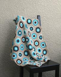 Knit Baby Blanket, Crochet Crochet Newborn Blue Brown Beige, Shower Gift-Custom Color Available - thumbnail 1