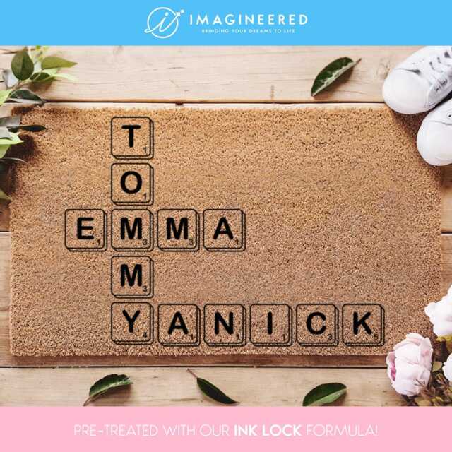 Scrabble Tiles Custom Doormat - Personalized Family Tile Home Decor Funny Names Gift - image 1