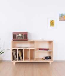 Record Station Stand, Handmade From Solid Pinewood - Dingud - thumbnail 1