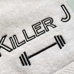 Personalized Barbell Gym Towel Monogrammed Cotton Sweat Towel - thumbnail 4