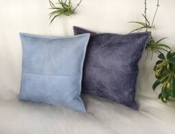 Smoky Blue Faux Leather Look Fabric Piecewise Square Design Pillow Cover /Modern Scandinavian Homedecor-1Pcs