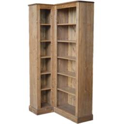 Traditional 6Ft Tall Corner Bookcase, Handcrafted Adjustable Display Solid Wood Shelving Unit, Large Bookshelves - thumbnail 3