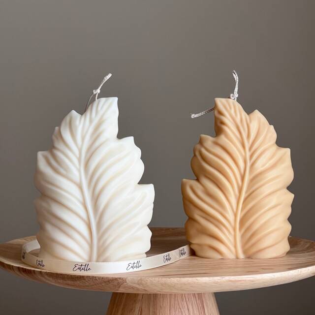 Handmade Leaf Pillar Soy Candle - Home Decor - image 1