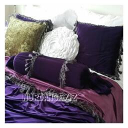 Long Neck Roll Lumbar Pillow, Velvet Bolster Pillow Choose Color Sofa Couch Fringe - Decorative Bed Bedding Nurdanceyiz - thumbnail 2
