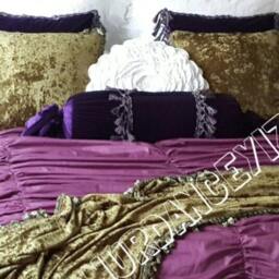 Long Neck Roll Lumbar Pillow, Velvet Bolster Pillow Choose Color Sofa Couch Fringe - Decorative Bed Bedding Nurdanceyiz - thumbnail 3