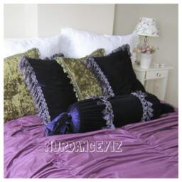 Long Neck Roll Lumbar Pillow, Velvet Bolster Pillow Choose Color Sofa Couch Fringe - Decorative Bed Bedding Nurdanceyiz - thumbnail 1