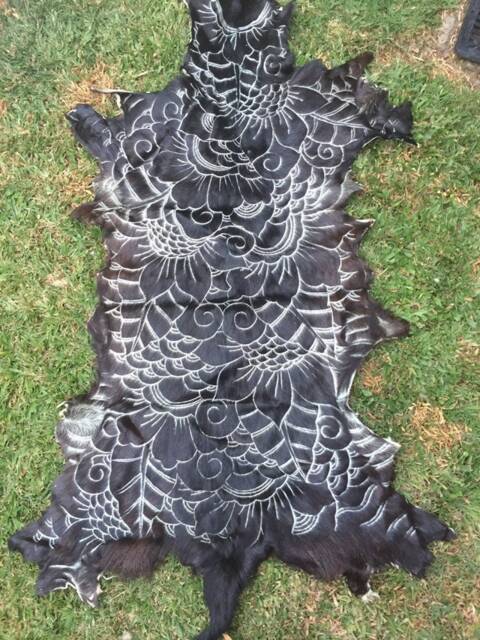 Handcarved Goatskin Hide Decorative Wall Art - image 1