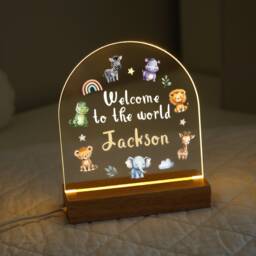 Personalised Led New Baby Lamp, Kids Night Light Gift, Safari Jungle Animals Light, Gifts, Bedroom Nursery Lights - thumbnail 3
