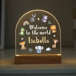 Personalised Led New Baby Lamp, Kids Night Light Gift, Safari Jungle Animals Light, Gifts, Bedroom Nursery Lights - thumbnail 2