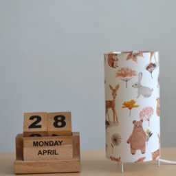 Michka White Fabric Animal Table Lamp, Children's Tube Lamp With Bear & Rabbit Animals, Bedside - thumbnail 3